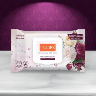 Tulips Refreshing Wet Wipes Valley of Flowers 30pcs