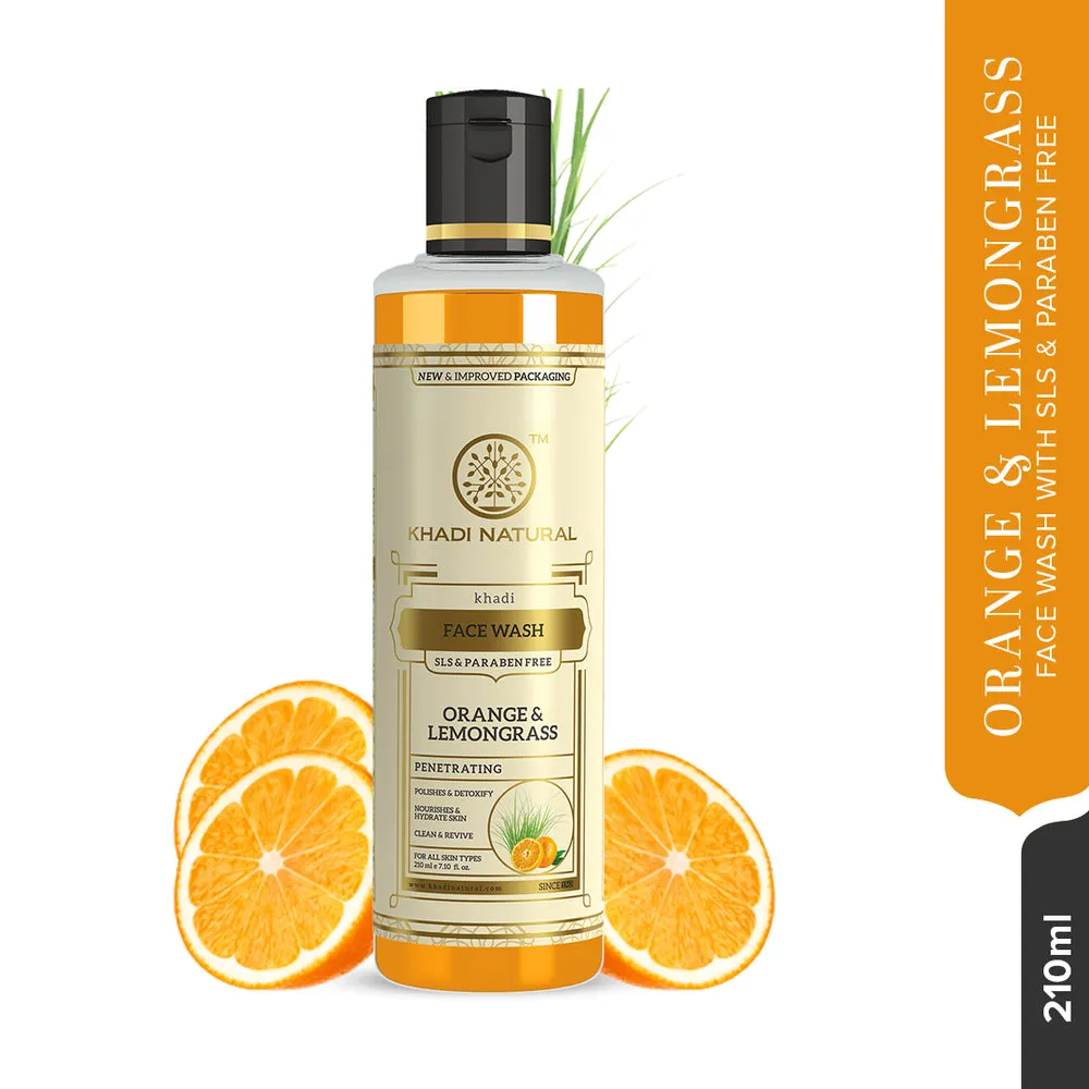 Khadi Natural Orange And lemongress Face Wash - 210ml