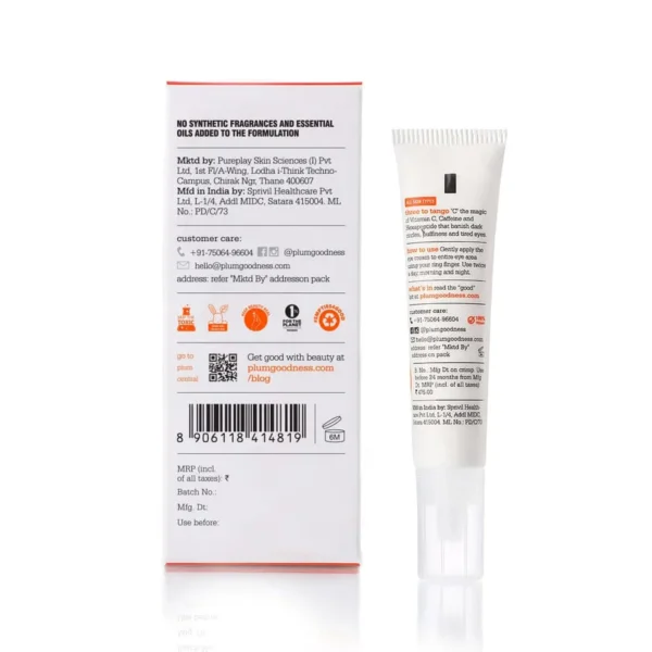 Plum Mandarin & 3% Vitamin C 3% Peptide 3% Caffeine Under Eye Cream 15ml mext two